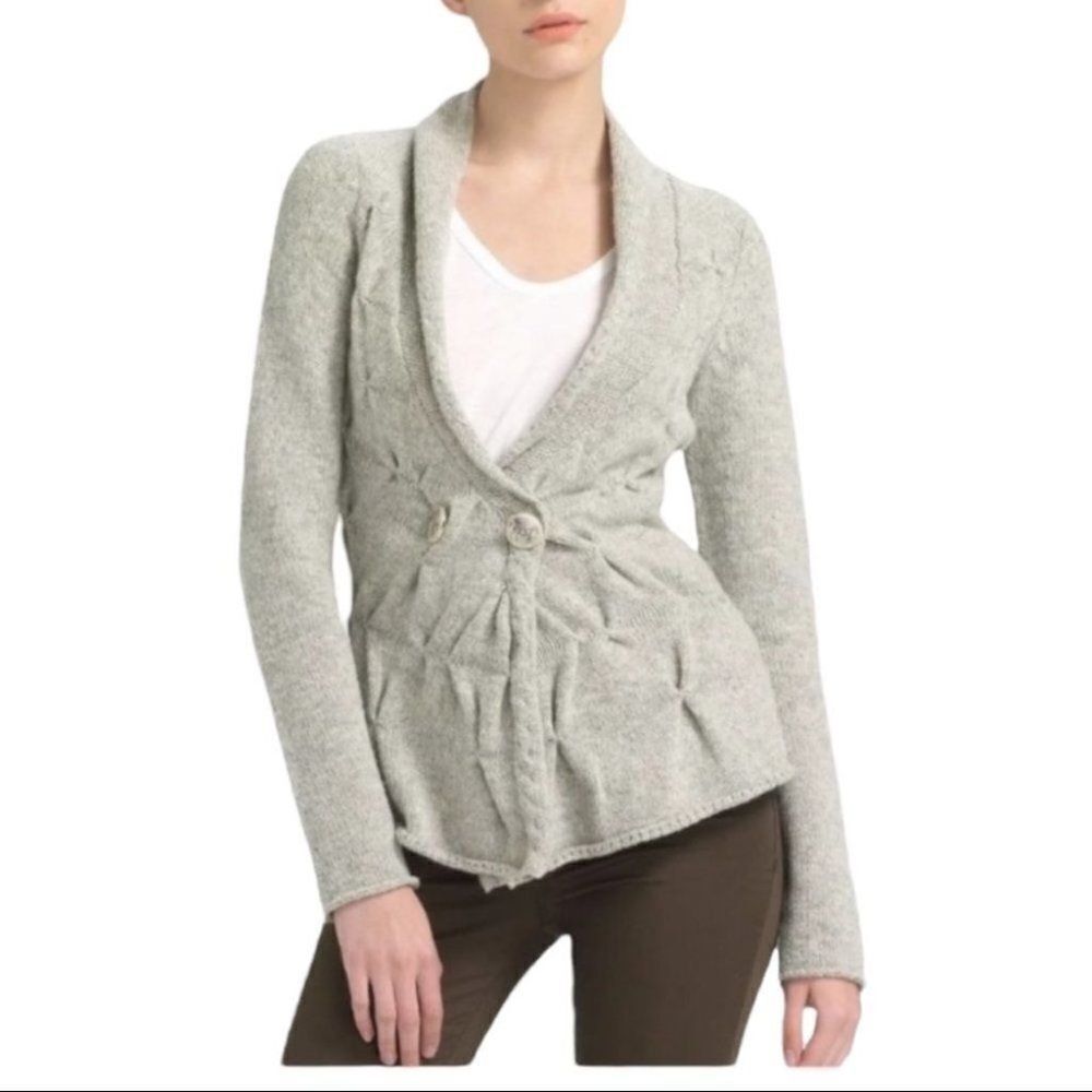 Leifsdottir Anthropologie‎ M Wool Horse Buttoned Cardigan Sweater Spring Shawl